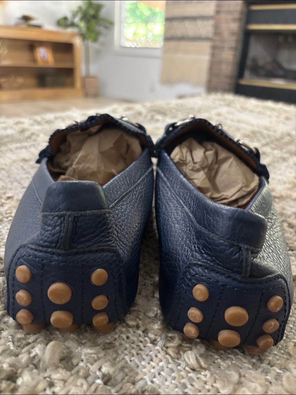 GUCCI Web Horsebit Driver
Moccasins Navy Leather Loafers Size 10.5 NWOT - Picture 13 of 17